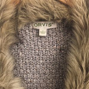 COPY: orvis fur knit sleeveless cardigan vest